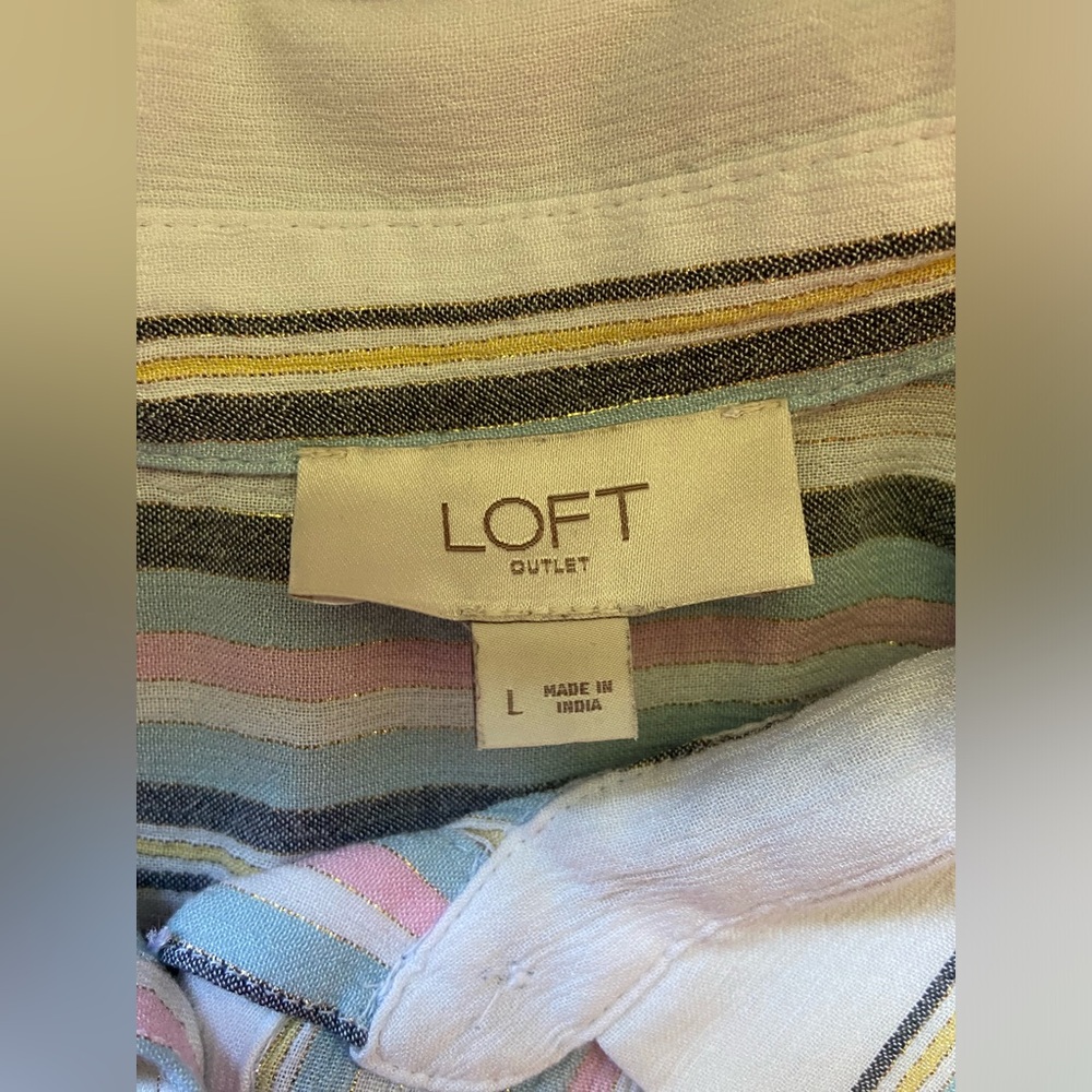 Loft Outlet, Collared, Button Down, Tie Front Blo… - image 3